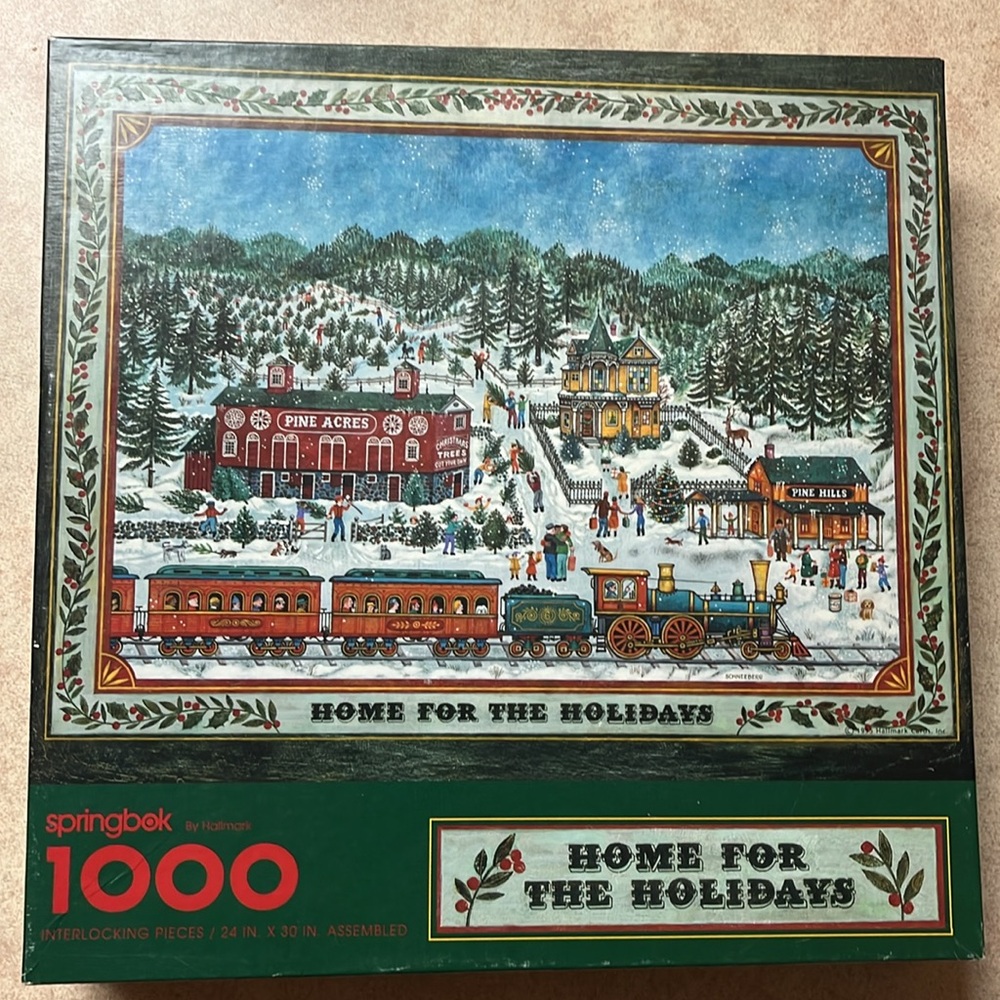 Springbok "Home For The Holidays" Winter Christmas Train Village Jigsaw Puzzle